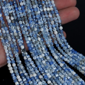 4mm Fire Agate Gemstone Ice Blue Faceted Round Loose Beads 15 inch Full Strand LOT 1,2,6,12 y 50 (90183838-364)