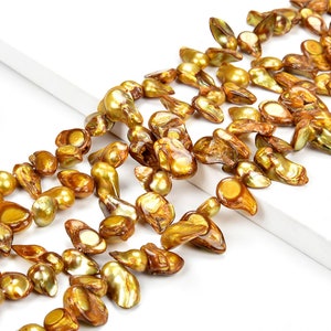 Fireball Baroque Freshwater Golden Pearl Gemstone Baroque 14-17MM Loose Beads BULK LOT 1,2,6,12 and 50 (S32)