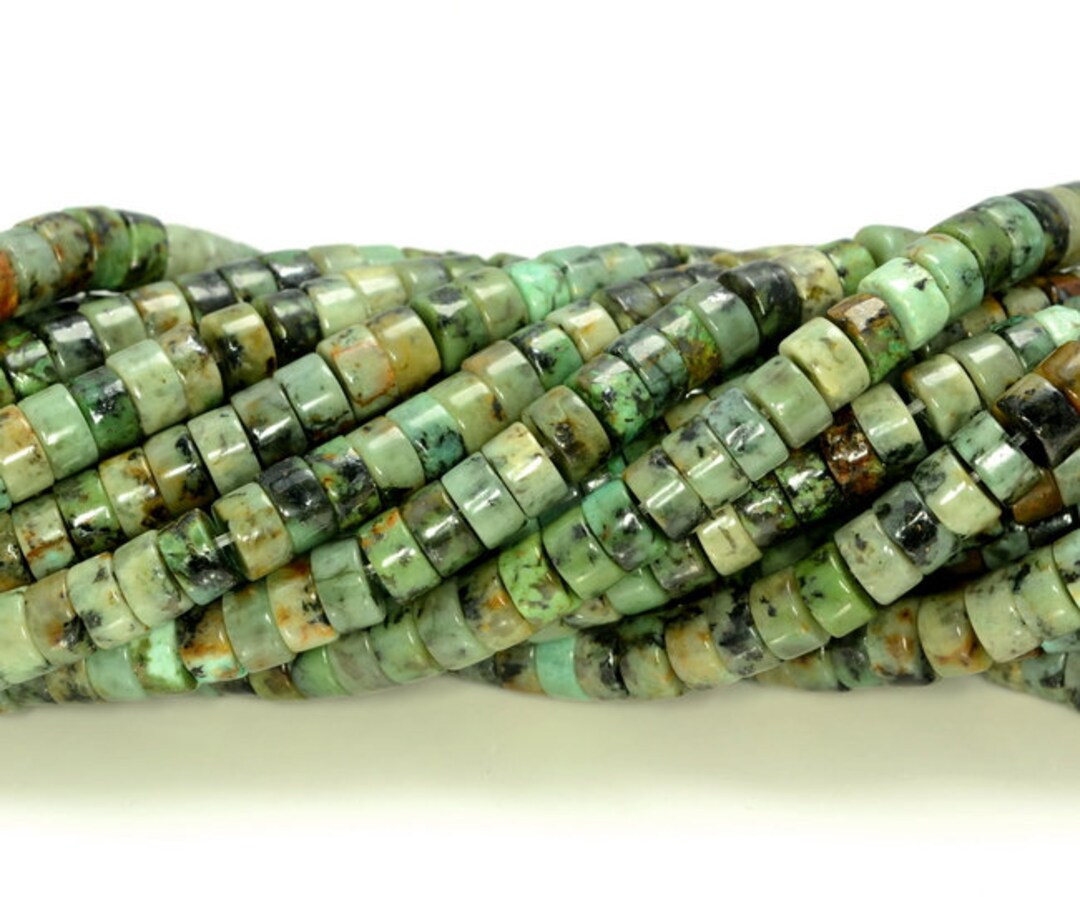 4x2mm African Turquoise Gemstone Heishi Slice Rondelle Beads