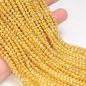 4mm Titanium Gold Hematite Gemstone Faceted Round 4mm Loose Beads 15.5 inch Full Strand LOT 1,2,6,12 and 50 (80006022-483)