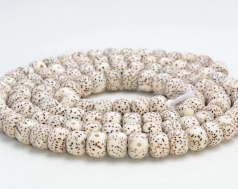 108 cuentas de 8 x 6 mm de semilla de loto natural Bodhi Mala oración marrón Rondelle cuentas sueltas 24 pulgadas LOTE A GRANEL 1, 3, 6, 12 y 50 (90182608-129)