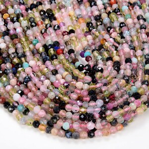 3MM Natural Multi Color Galaxy Mix Stones Gemstone Micro Faceted Round Beads 15.5 inch Full Strand BULK LOT (80009404-P30)