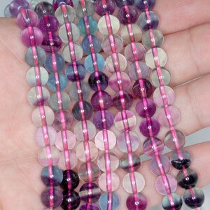7mm Rainbow Fluorite Gemstone Grade AAA Round Beads 15.5 inch Full Strand BULK LOT 1,2,6,12 and 50 (90187764-686)