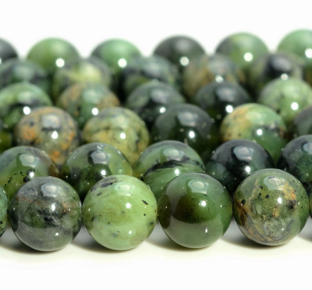 Natural Dendrite Green Jade Gemstone Grade AAA 6mm 8mm 10mm - Etsy