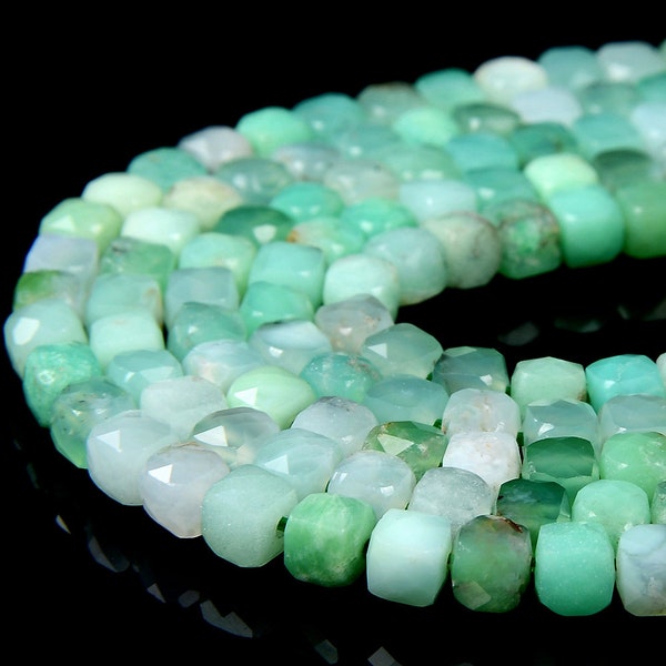 4MM Natural Chrysoprase Gemstone Grade AAA Micro Faceted Square Cube Loose Beads BULK LOT 1,2,6,12 and 50 (P68)