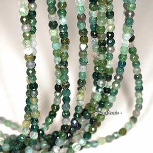 2mm Moss Agate Gemstone Green Micro Faceted Round 2mm Loose Beads 16 inch Full Strand LOT 1,2,6,12 and 50 (90148188-170-E)