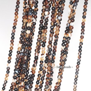 2MM Aroma Coffee Agate Gemstone Round 2MM Loose Beads 16 inch Full Strand LOT 1,2,6,12 and 50  (90113970-107-2mm A)