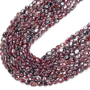 Natural Red Garnet Gemstone Pebble Nugget 6-8MM 8-10MM Loose Beads BULK LOT 1,2,6,12 and 50 (D185)