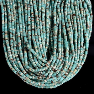 Aqua Blue Sea Sediment Imperial Jasper Gemstone 4X2MM Heshi Rondelle Slice Beads 14.5 inch Full Strand BULK LOT (80019481-P106)