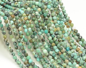 4MM Afican Turquoise Gemstone Micro Faceted Round Grade Aa Beads 15.5inch BULK LOT 1,6,12,24 and 48 (80010140-A196)