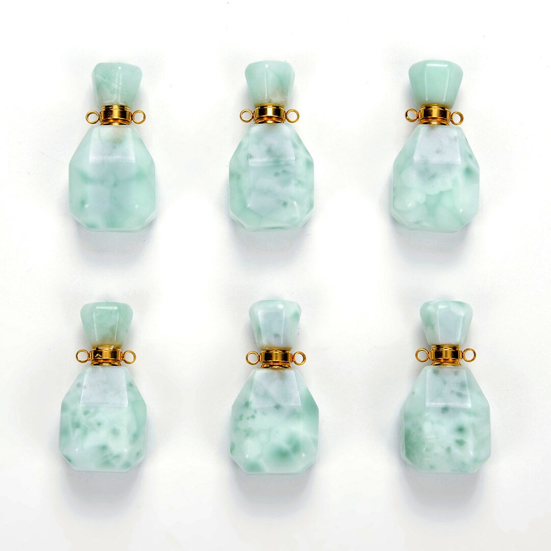 35X18X13MM Natural Green Moonstone Gemstone Perfume Bottle Pendant ...