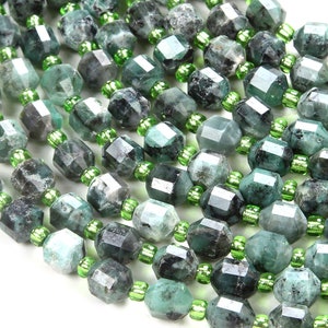 6MM Echte Emerald Gemstone Grade AA Faceted Prism Double Point Cut Loose Beads BULK LOT 1,2,6,12 en 50 (D111)