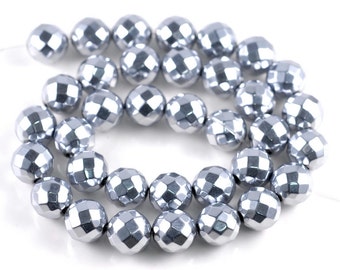 3mm Silver Hematite Gemstone Grade AAA Silver Faceted Round Loose Beads ...