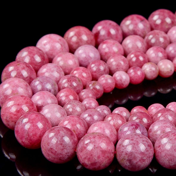 Natural Norwegian Thulite Gemstone Grade AAA Round 5MM 6MM 7MM 8MM 9MM 10MM 11MM 12MM 13MM 14MM Loose Beads BULK LOT 1,2,6,12 and 50 (D298)