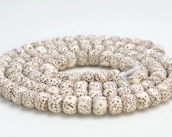 10 hebras de 108 cuentas de 8 x 6 mm de semilla de loto natural Bodhi Mala oración marrón Rondelle cuentas sueltas de 24 pulgadas (90182608-129)