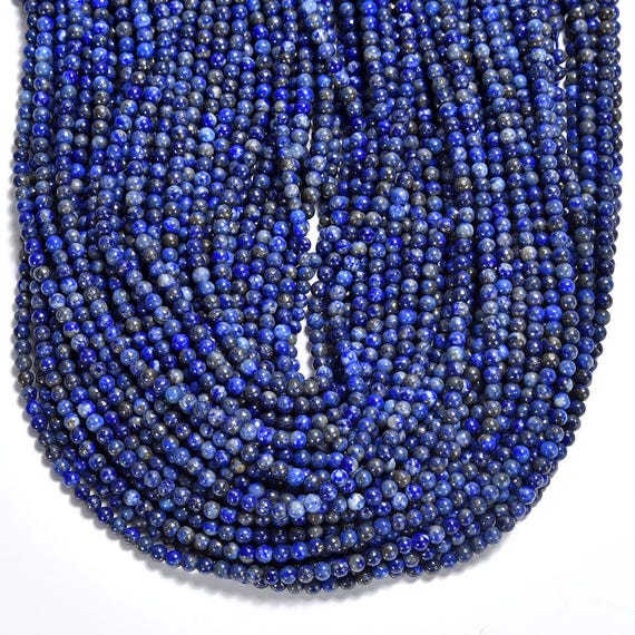 Cuentas Sueltas De Lapislázuli Natural Genuino, Grado AAA, Forma Cúbica Redonda Facetada, 4 X 4 Mm, 15,5" (hebra Completa, PRP347) - España