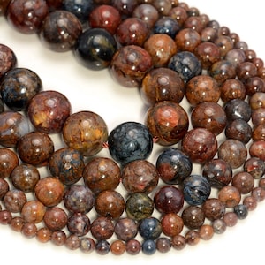 Echte afrikanische Pietersit Edelstein Klasse AA blau braun rot 4 mm 6 mm 8 mm 10 mm 12 mm runde lose Perlen voller Strang (A207)