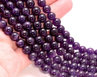 8mm Amethyst Gemstone Grade AAA Deep Purple Round 8mm Beads 15.5 inch Full Strand LOT 1,2,6,12 and 50 (80008579-813)