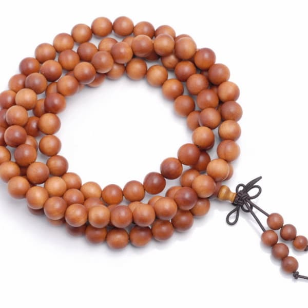 108PCS 6mm 8mm Fragrant Australia Sandalwood Grade A Prayer Buddha Mala Meditation Beads Round Loose Beads