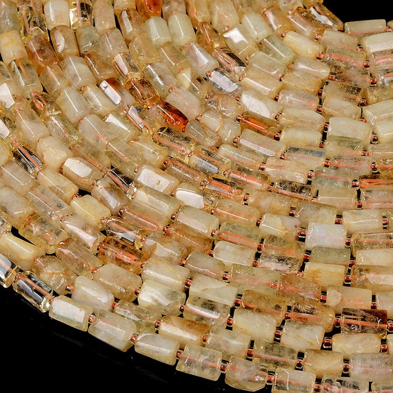天然シトリン宝石 12 x 8 MM ファセットシリンダーラウンドチュー