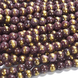 Purple Gold Mashan Jade Gemstone Round 4MM 6MM 8MM 10MM Loose Beads BULK LOT 1,2,6,12 and 50 (D572)