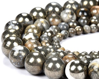 Natürliche Eisen Pyrit Kupfer Edelstein Runde 4 MM 6 MM 8 MM 10 MM lose Perlen (279)
