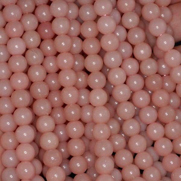 Pink Opal Smooth Gemstone Grade AAA Pink 4mm 6mm 8mm 10mm Round Loose Beads Full Strand (166)