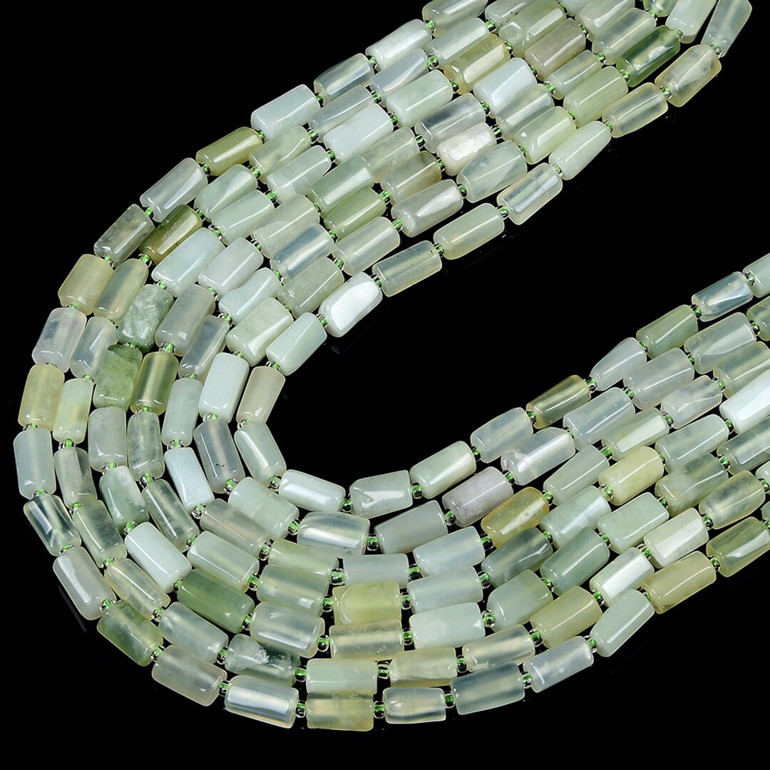 Natural Green Jade Gemstone Cylinder Column Loose Beads – 8x12mm, 15-inch Strand, Center-Drilled