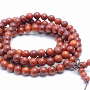 108PCS 8mm 6mm Myamar Red Sandalwood Grade AAA Prayer Buddha Mala Meditation Beads Round Loose Beads
