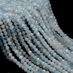 4MM Aquamarine Gemstone Grade AAA Micro Faceted Round Beads 15.5 inch Full Strand BULK LOT 1,2,6,12 and 50(80006526-A204)