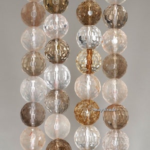 10mm Mix Quartz Gemstone Faceted Round Loose Beads 7.5 inch Half Strand LOT 1,2 and 6 (90191179-B28-549)