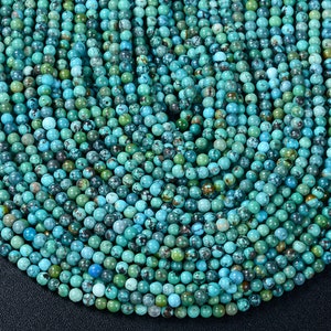 Natural Turquoise Gemstone Round 2MM 3MM 4MM Loose Beads 15.5 inch Full Strand BULK LOT 1,2,6,12 and 50 (P47)