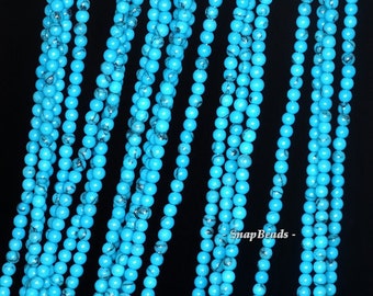 2MM Queen Blue Turquoise Gemstone, Blue, Round 2MM Loose Beads 16 inch Full Strand LOT 1,2,6,12 and 50 (90113618-107-T1)