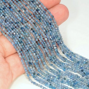 2MM Genuine Kyanite Gemstone Grade AAA Micro Faceted Loose Beads 15.5 inch Full Strand LOT 1,2,6,12 and 50 (80006217-488)