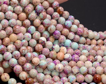 8mm Light Galaxy Sea Sediment Imperial Jasper Gemstone Round Beads 15 inch Full Strand BULK LOT 1,2,6,12 and 50 (80007547-A266)