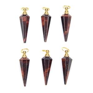 49X15MM Natural Red Tiger Eye Gemstone Perfume Bottle Pendant Hexagon Healing Point, Essential Oil Bottle Beads 1 Bead (80017273-P73)