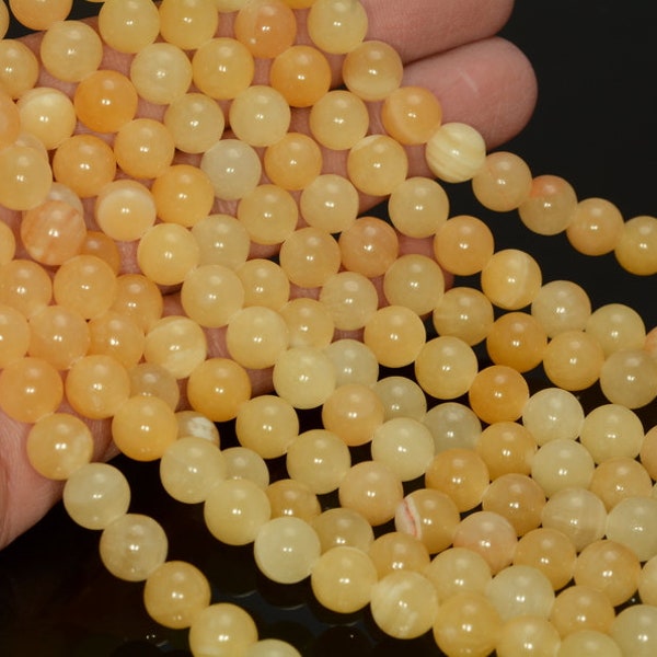 8mm Natural Rare Honey Calcite Gemstone Grade AAA Orange Smooth Round 8mm Beads 15.5 inch Full Strand LOT 1,2,6,12 and 50 (80005162-458)