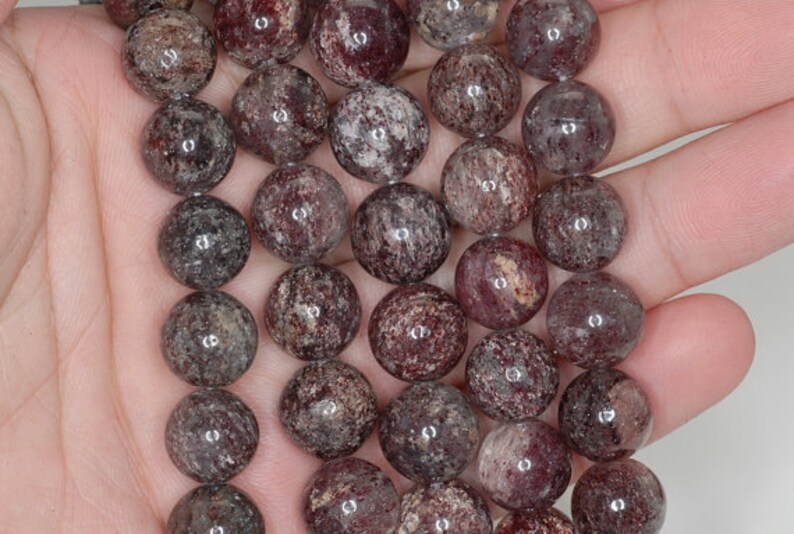 90190777-726 12mm Dark Red Strawberry Lepidocrocite Gemstone Grade B Round Loose Beads 7.5 inch Half Strand LOT 1,2,6 and 12