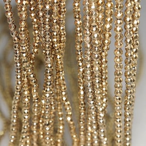 2mm 18K Gold Hematite Gemstone Faceted Round Loose Beads 15.5 image 4