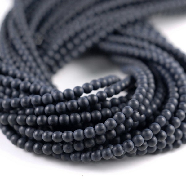 3mm Frosted Matte Noir Black Onyx Gemstone Black Round Loose Beads 15.5 inch Full Strand LOT 1,2,6,12 and 50 (90182754-115)