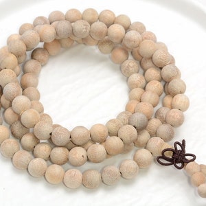 108PCS 8mm 6mm Natural Aromatic Wood Beads Indian Sandalwood  Prayer Buddha Mala Meditation Beads Round Loose Beads