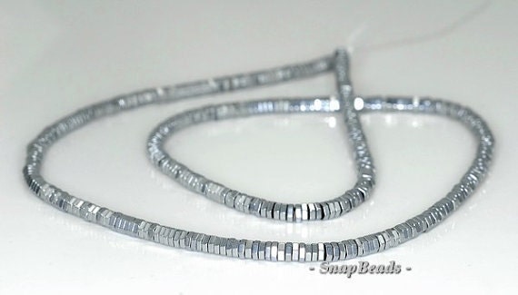 2x1mm Silver Hematite Gemstone Heishi Hexagonal Slice Loose Beads