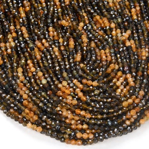4MM Natural Multi Color Green Yellow Tourmaline Gemstone Grade AAA Micro Faceted Round Beads 15 inch Full Strand BULK LOT (80009364-P27)