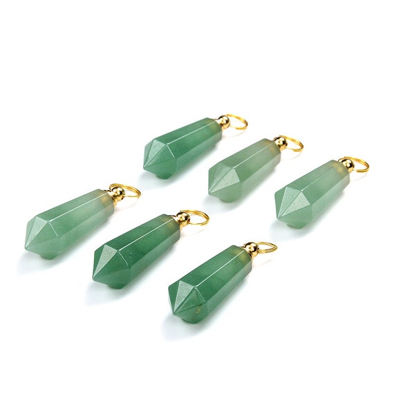 48 x 15 MM 天然グリーン アベンチュリン 宝石 香水瓶ペンダント