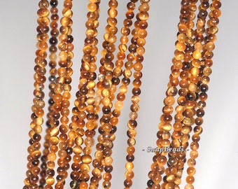 2MM Cognac Tiger Eye Gemstone Round 2MM Loose Beads 16 inch Full Strand LOT 1,2,6,12 and 50 (90113959-107 - 2mm A)