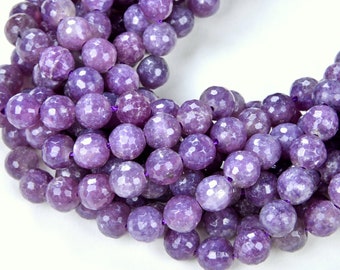 Genuine Natural Lepidolite Gemstone Grade Aa Faceted round 6mm 8mm 10mm Loose Beads BULK LOT 1,2,6,12 and 50 (A284)