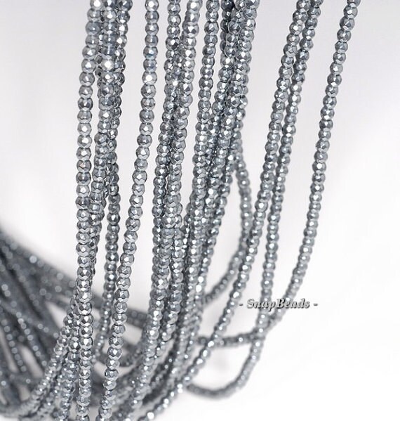 2MM Noir Black Hematite Gemstone Black Faceted Round 2MM Loose Beads 16 inch Full Strand LOT 1,2,6,12 and 50 (90113939-107 - 2mm A)