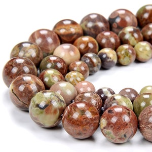 6MM 8MM Natural Yellow Green Australian Opal Gemstone Grade AAA Round Loose Beads BULK LOT 1,2,6,12 and 50 (D309)