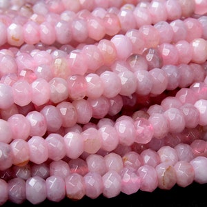 Natural Madagascar Rose Quratz Gemstone Faceted Rondelle 6X4MM 8X5MM Loose Beads BULK LOT 1,2,6,12 and 50 (D180)