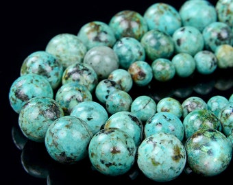 African Turquoise Gemstone Grade AAA Round 6MM 8MM 10MM Loose Beads BULK LOT 1,2,6,12 and 50 (A294)